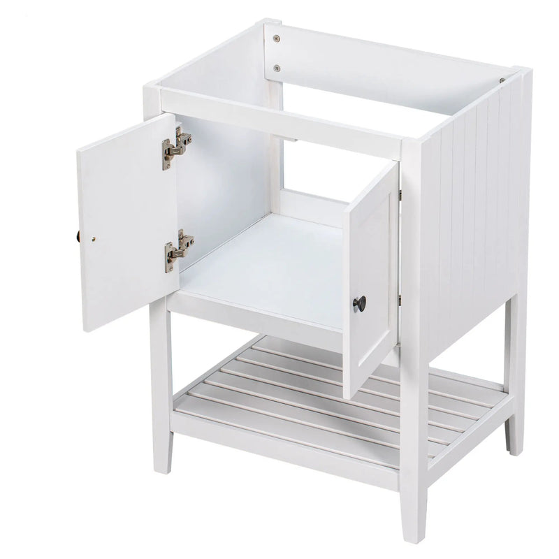 Bathroom Vanity Base Only, Soild Wood Frame, Bathroom Storage Cabinet With Doors And Open Shelf by HouseOfZazla