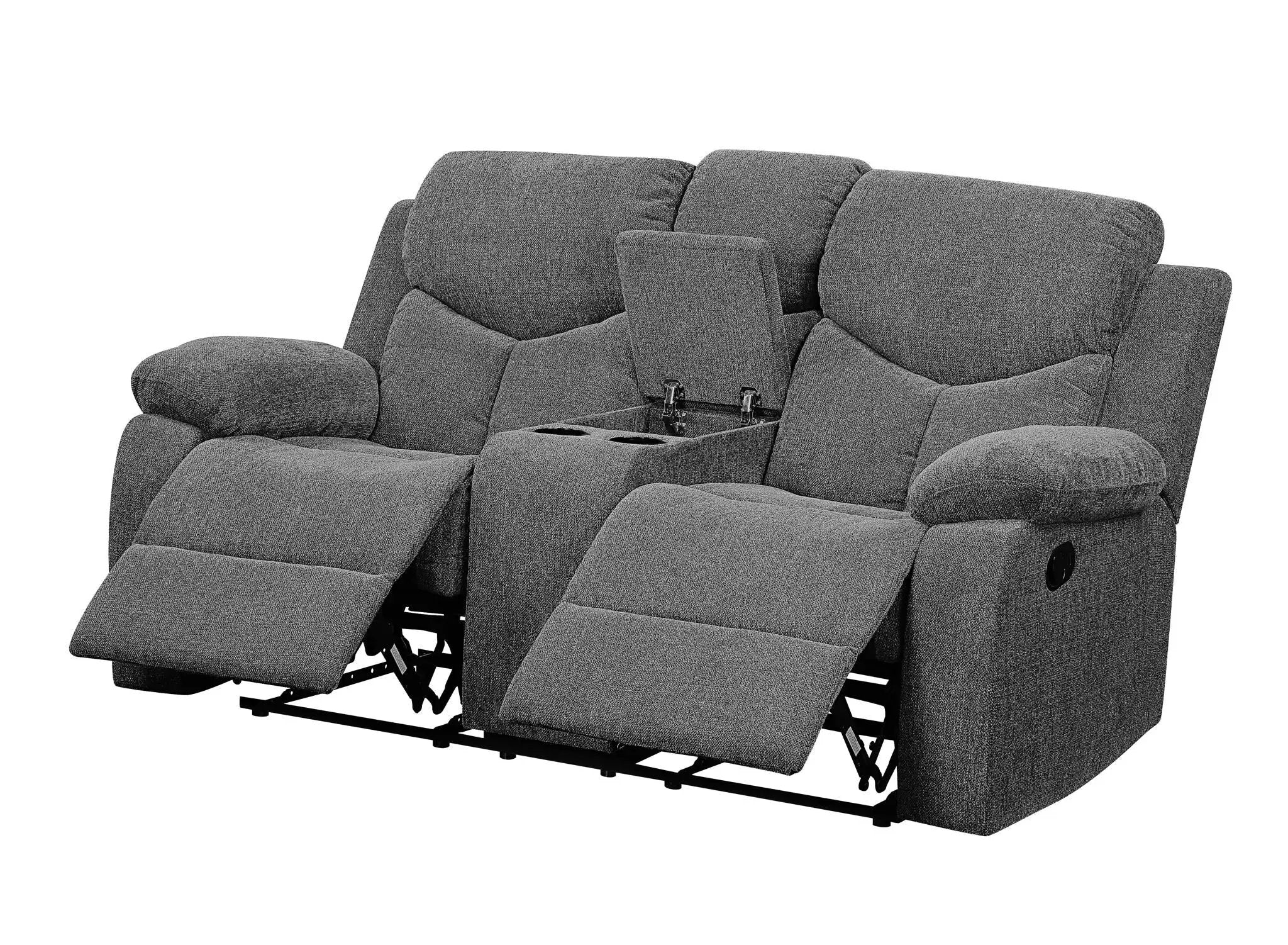 Kalen - Chenille Loveseat With Console - Gray by Unique Piece Furniture