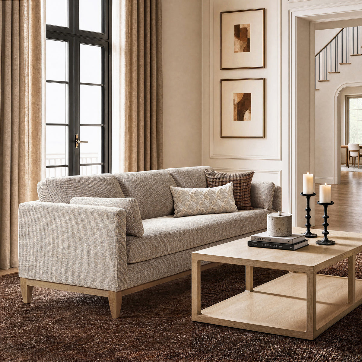 Knox 84" Modern Farmhouse Sofa with Removable Seat Cushion - Stone, photo 3 of 10