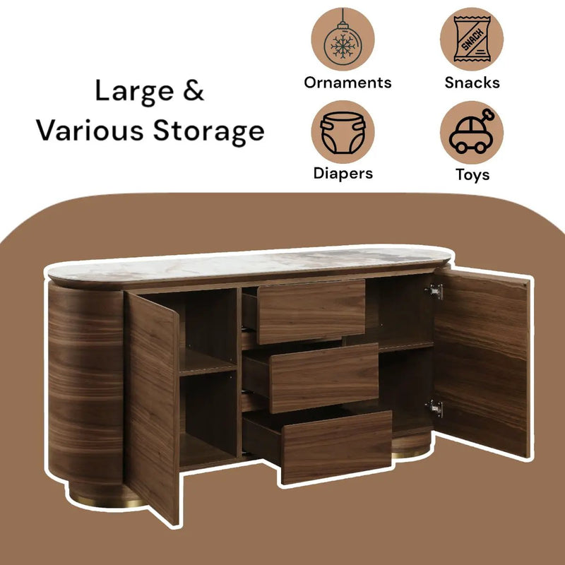 Willene - Server With Ceramic Top - Ceramic Top & Walnut by Unique Piece Furniture