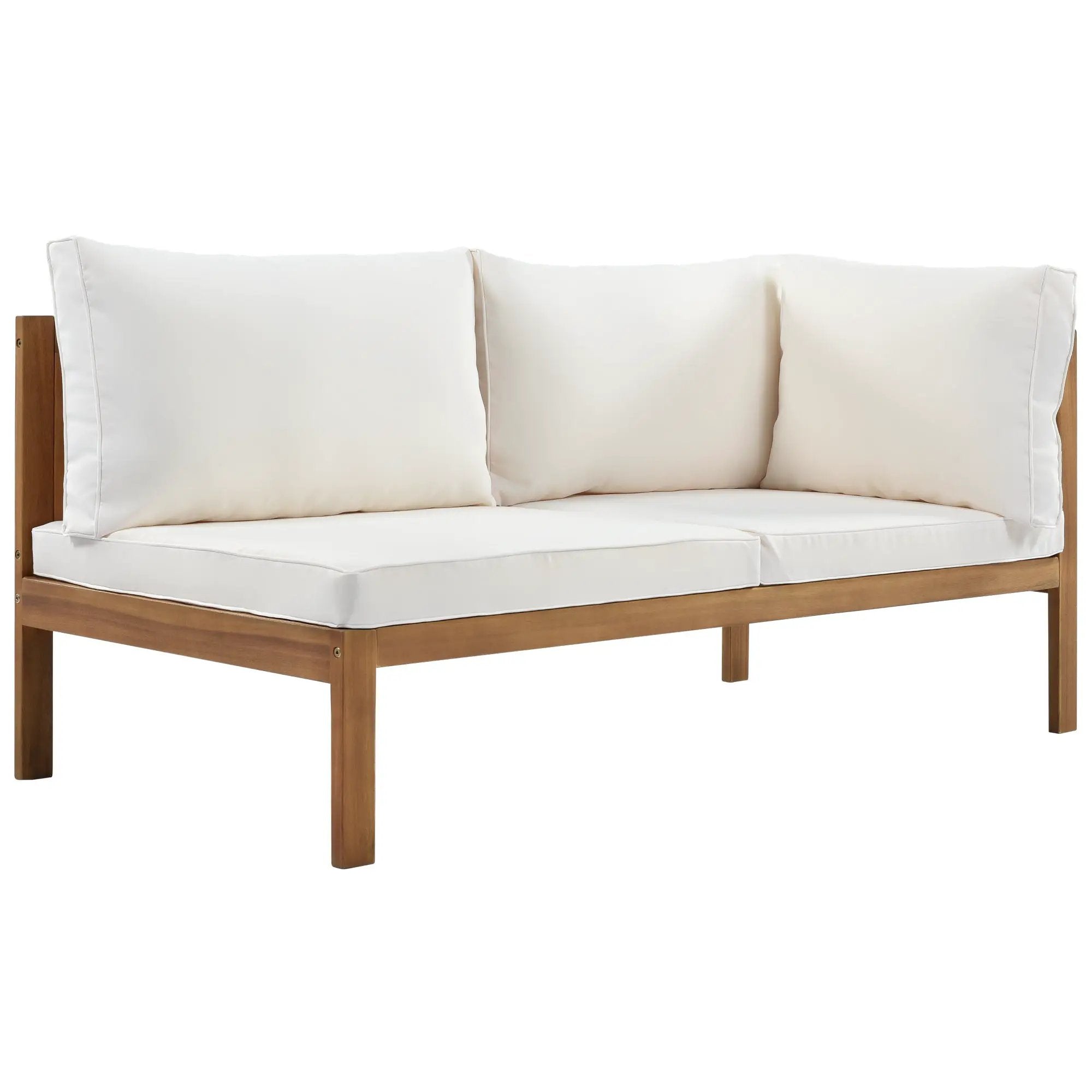 Wood Structure Outdoor Sofa Set with Beige Cushions by HouseOfZazla