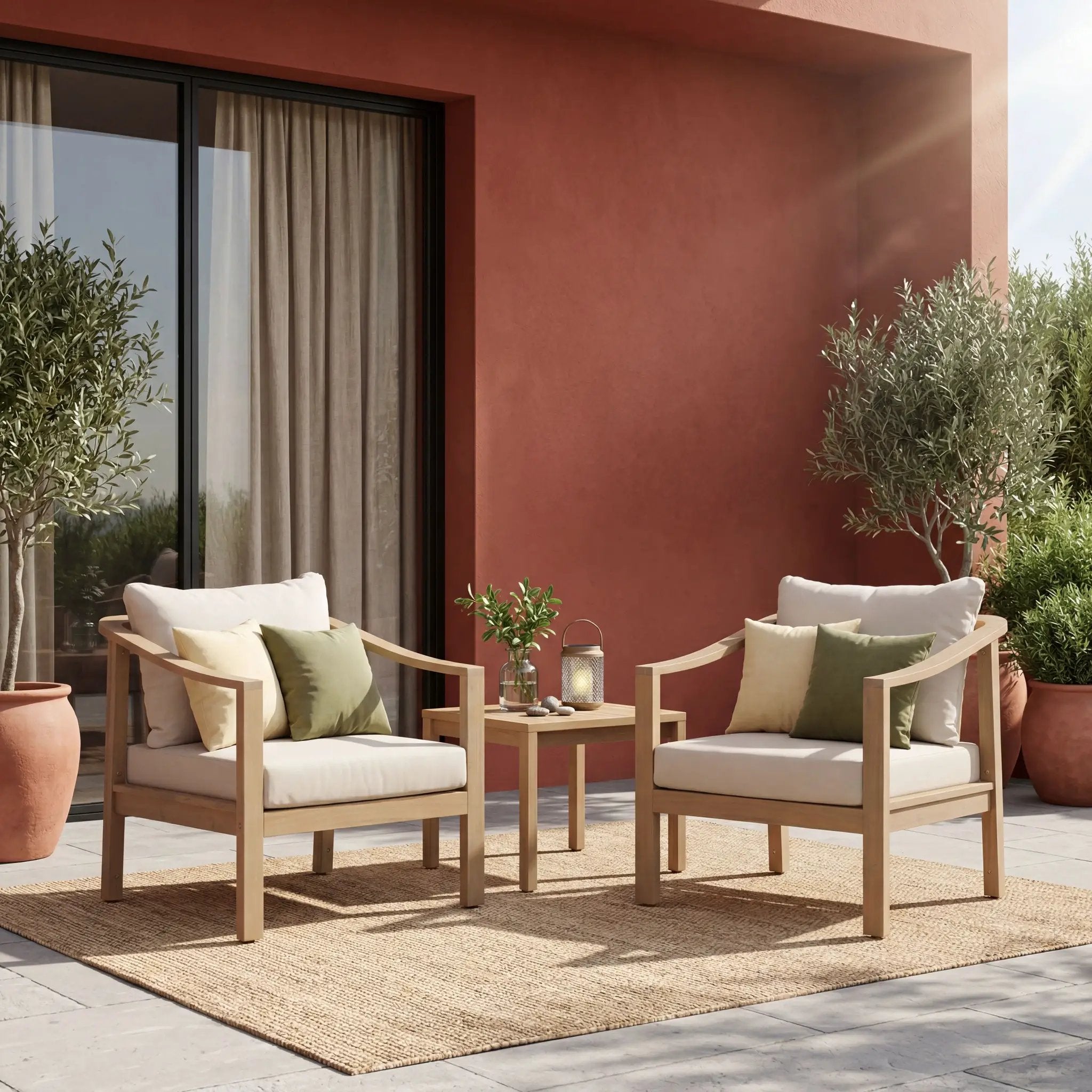 Acacia Wood Patio Furniture Club Chair Set of 2 by HouseOfZazla