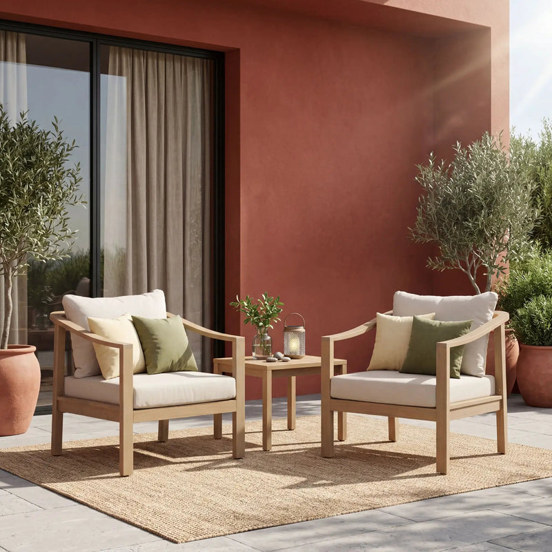 Acacia Wood Patio Furniture Club Chair Set of 2 by HouseOfZazla