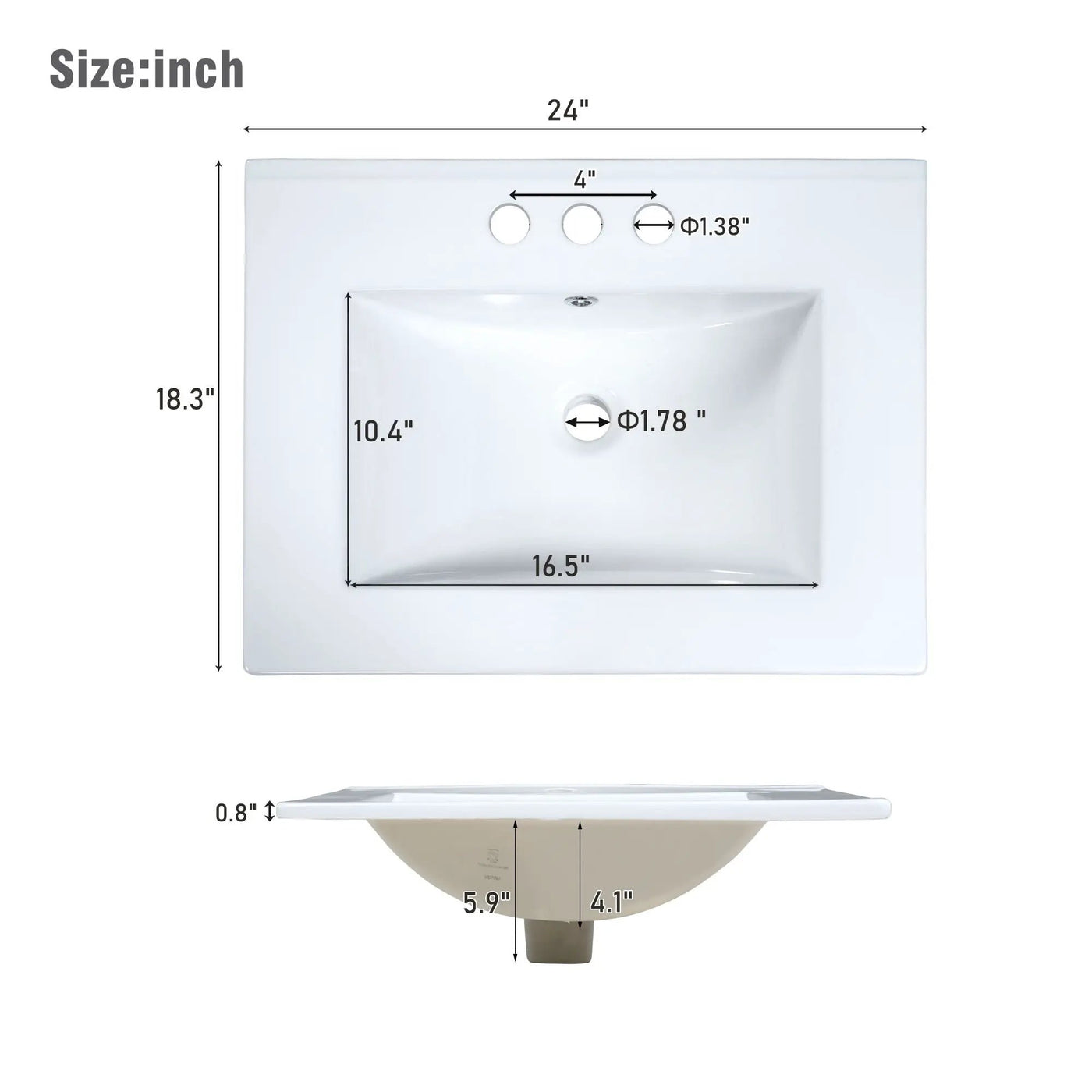 Transitional Style Bathroom Vanity Cabinet With Ceramic Sink by HouseOfZazla