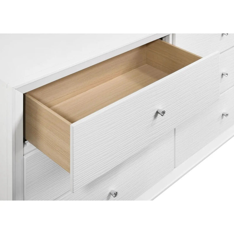1 Piece Dresser With Angled Legs, Wave Texture And Round Knobs - White by HouseOfZazla