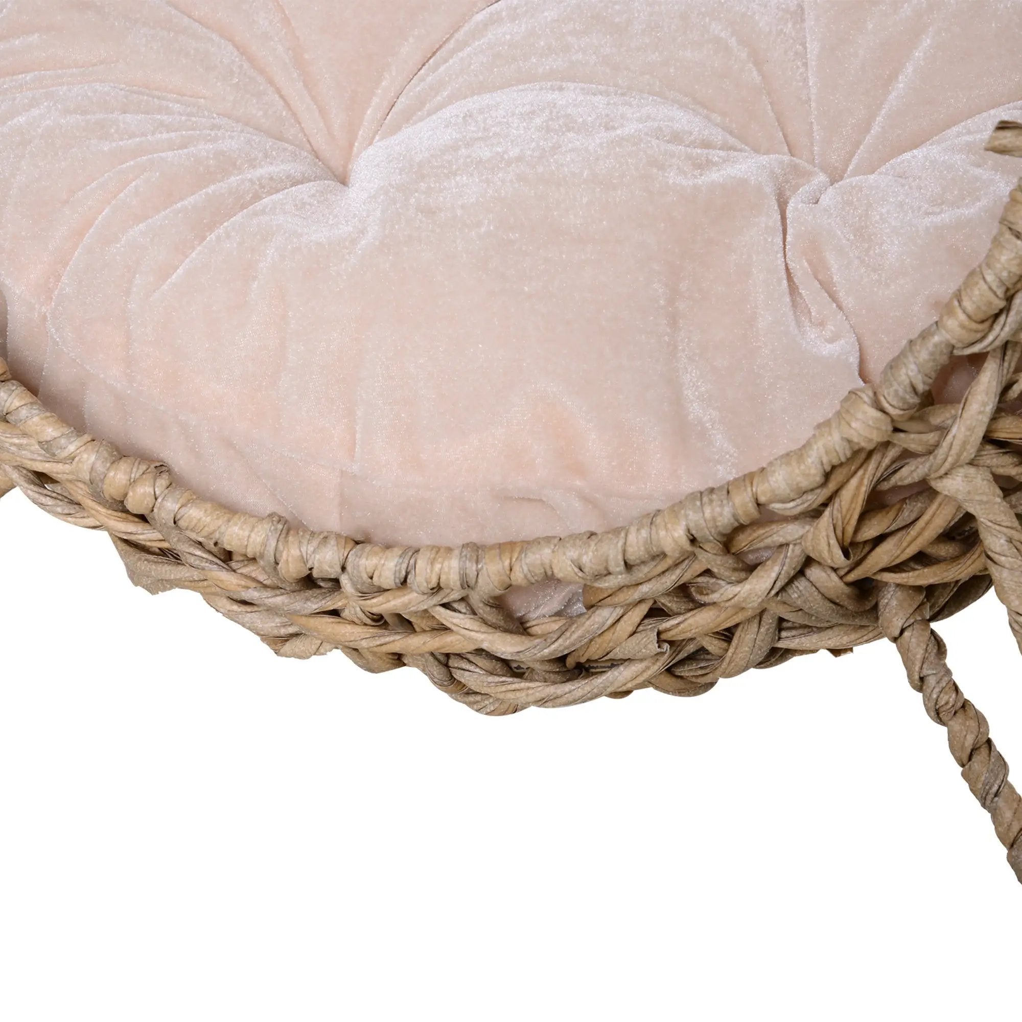 20.5' Weaved Banana Leaf Cat Bed with Cushion Beige by HouseOfZazla