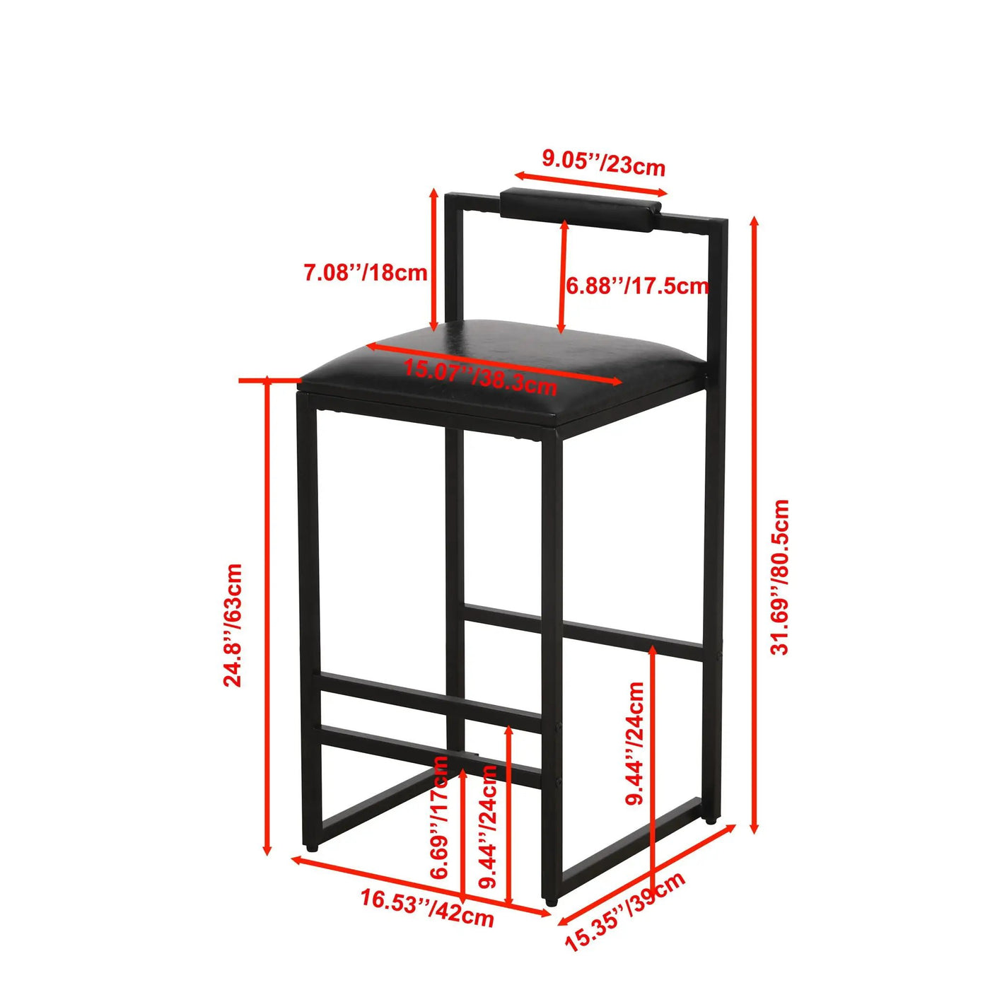 Elegant Bar Stool Set With Backrest And Footrest, Counter Height (Set of 2) by Unique Piece Furniture