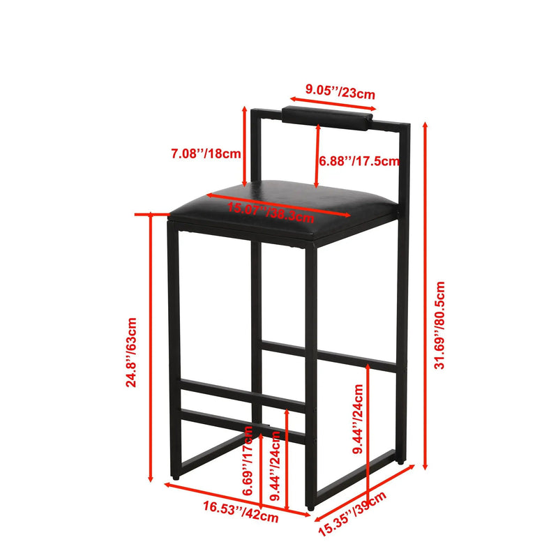 Elegant Bar Stool Set With Backrest And Footrest, Counter Height (Set of 2) by Unique Piece Furniture