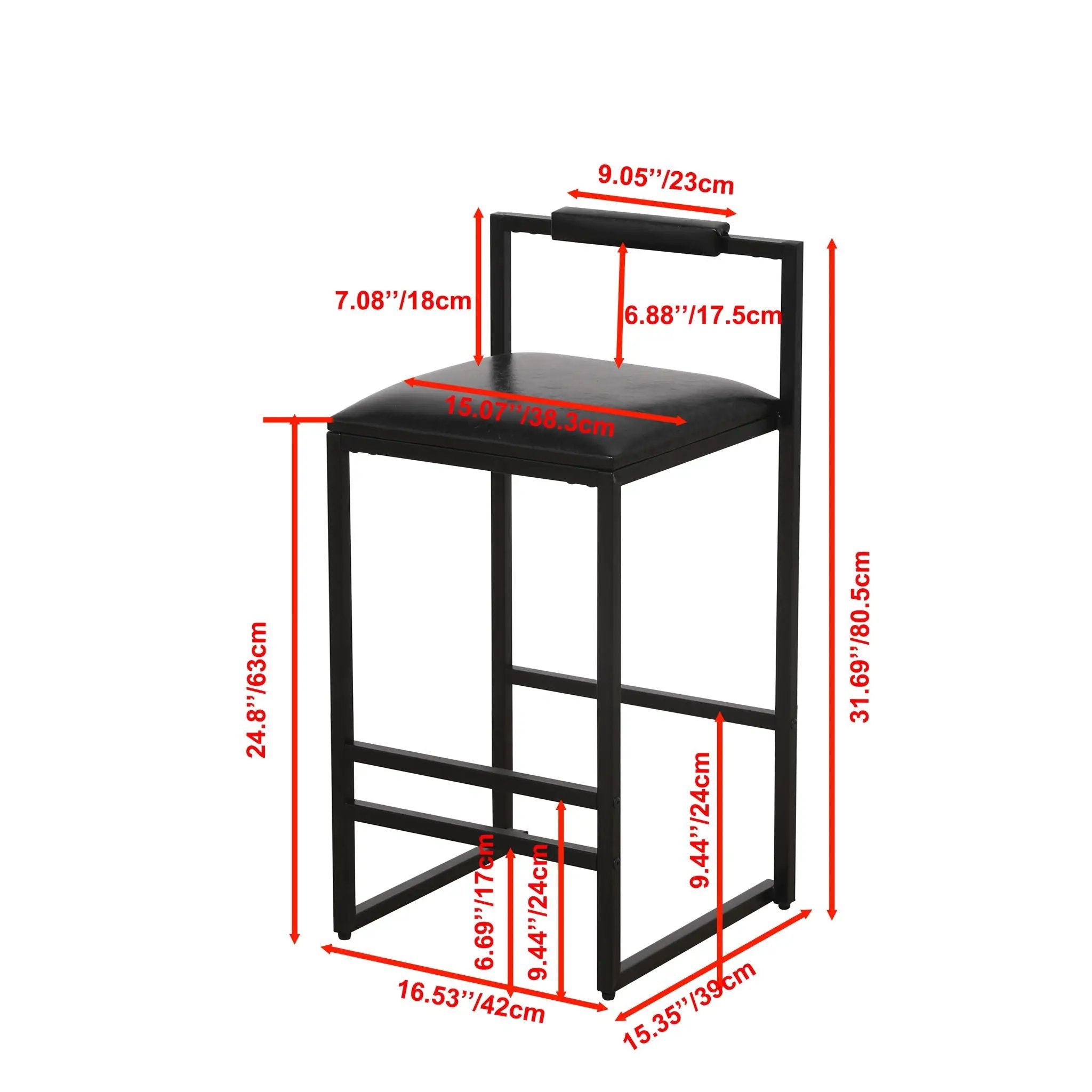 Elegant Bar Stool Set With Backrest And Footrest, Counter Height (Set of 2) by HouseOfZazla