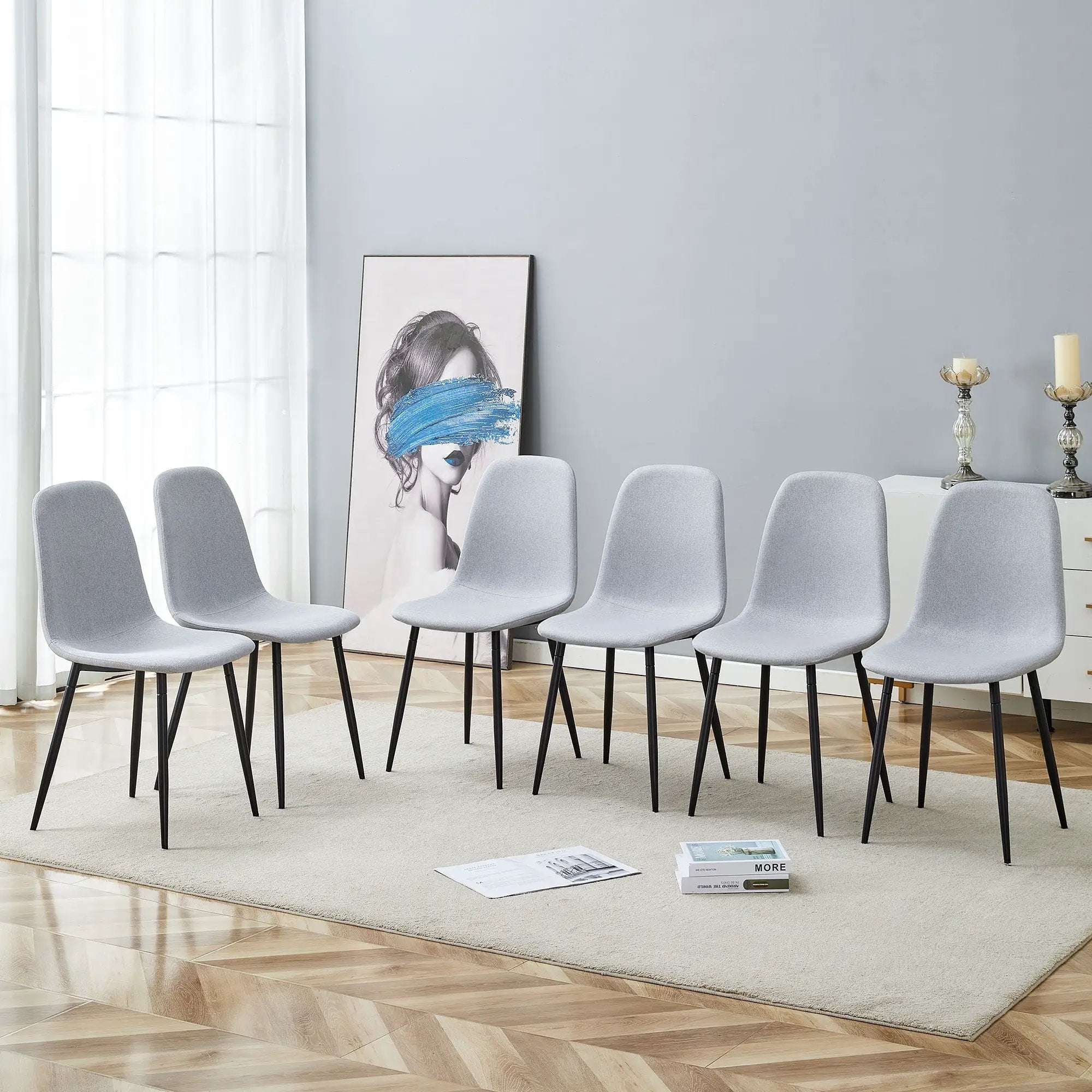 Modern Medieval Style Cushioned Side Chairs Set With Metal Legs For Kitchens by Unique Piece Furniture