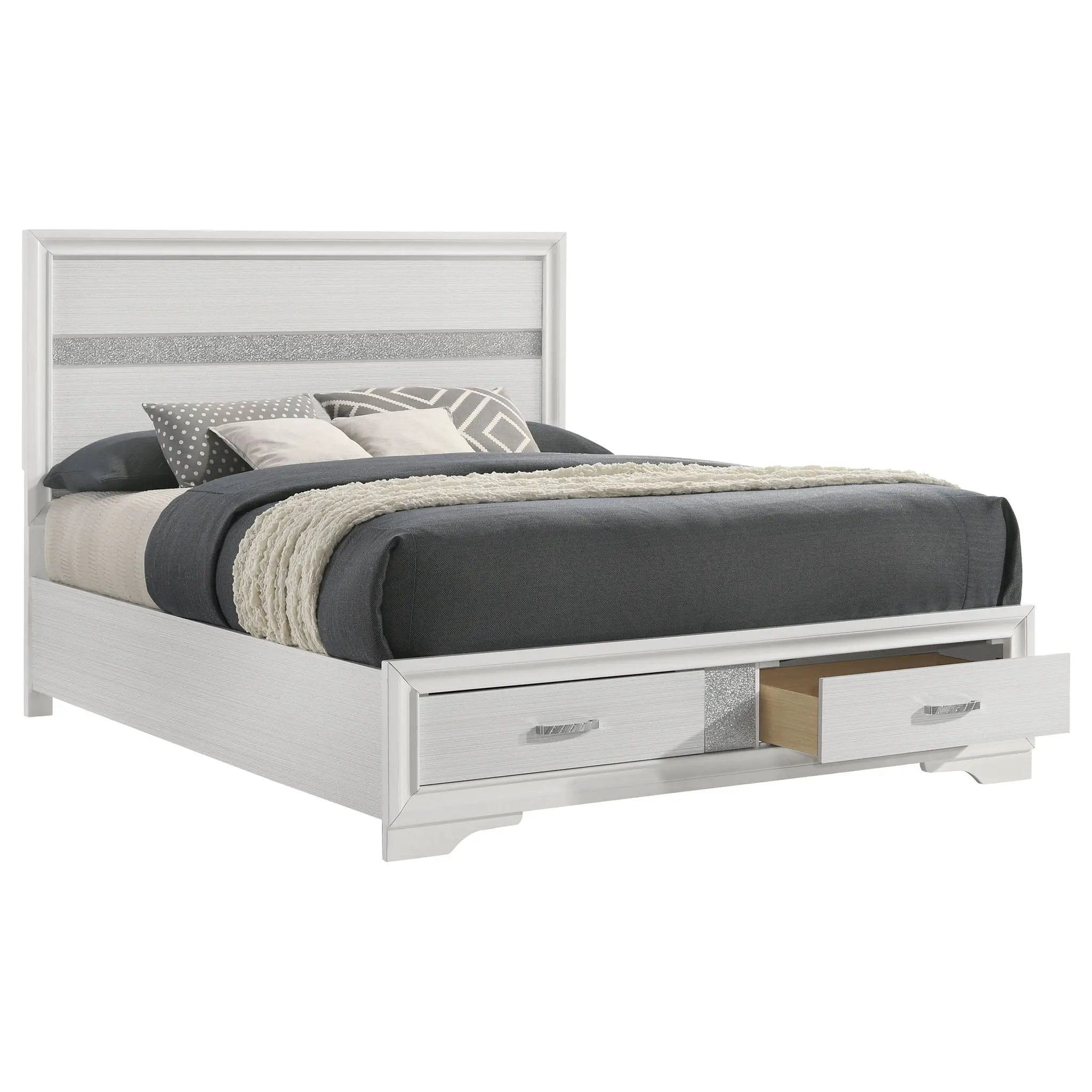 Miranda 51-inch Wood Queen Storage Panel Bed White by Unique Piece Furniture