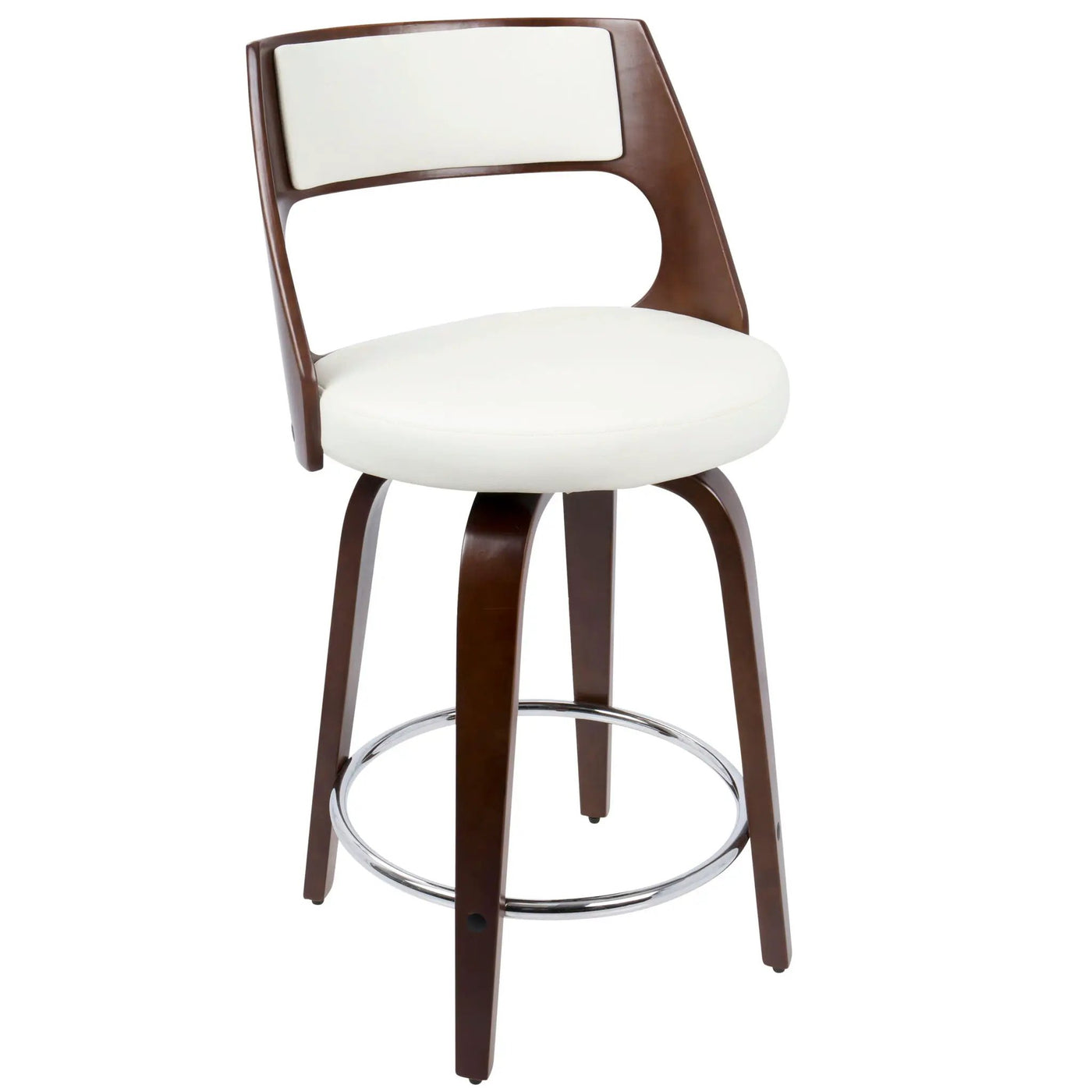 Cecina - Mid-Century Modern Fixed Height Counter Stool With Swivel And Round Footrest (Set of 2) by HouseOfZazla