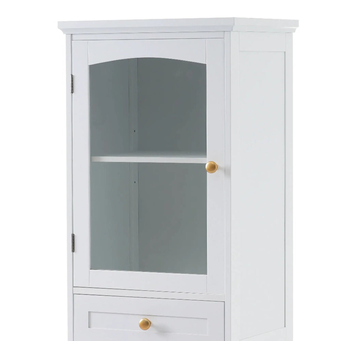 Tall Bathroom Storage Cabinet With Glass Doors, Free-Standing, Two Drawers, And Adjustable Shelves, Board, Painted Perfect For Displaying Your Favorite Items by HouseOfZazla