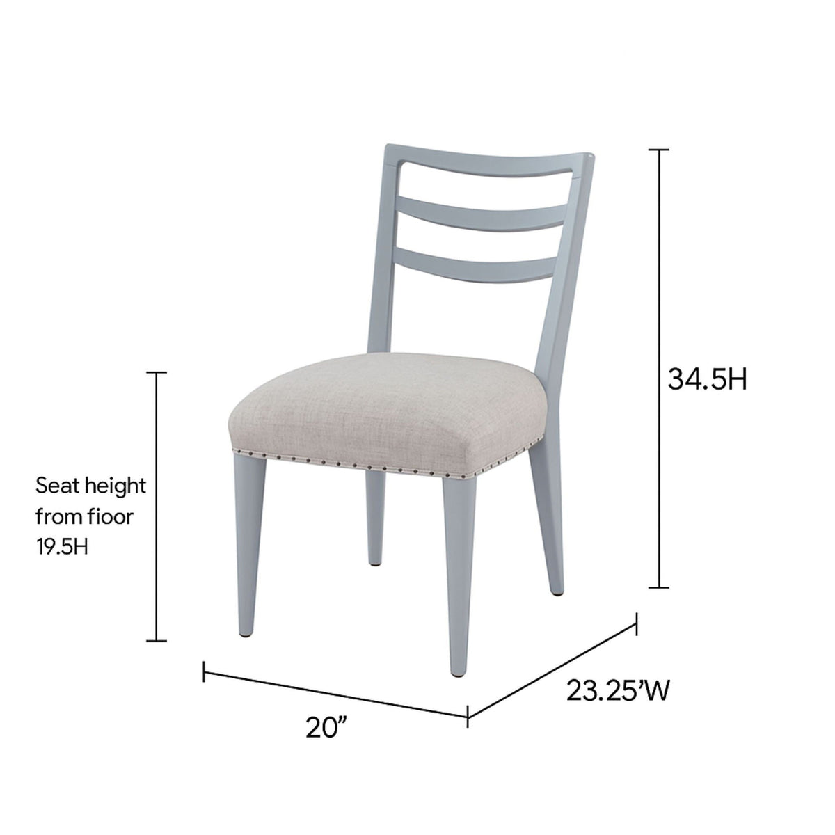Ladderback Side Dining Chair Set of 2 with Classic Ladderback Design - Gray, Light Blue, White, photo 5 of 18