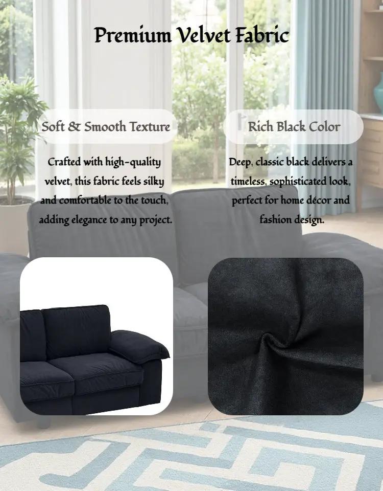 Black Velvet Compact Sofa with Hidden Storage by HouseOfZazla