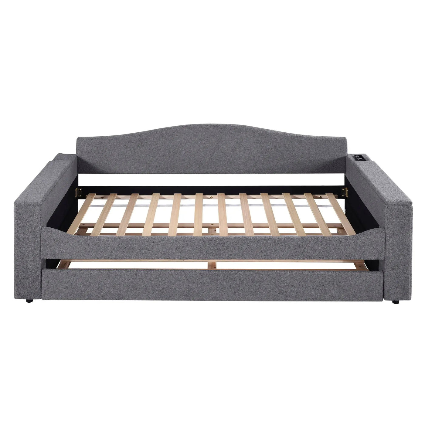 Upholstered Daybed With Storage Armrests, Trundle And Latest Integrated tooth Audio System by HouseOfZazla
