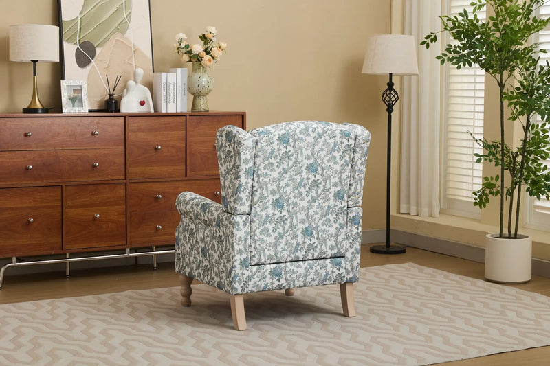 Modern Accent Chair with Retro Wood Legs and Floral Design by HouseOfZazla