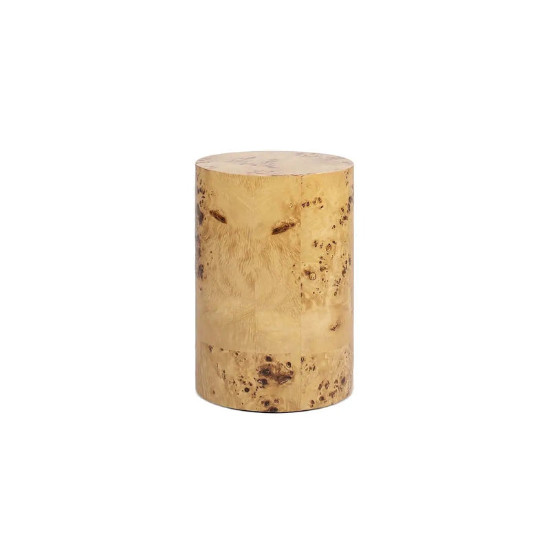 Nebula 22' Accent Pillar Side Table Warm Natural Brown Burl Wood by HouseOfZazla