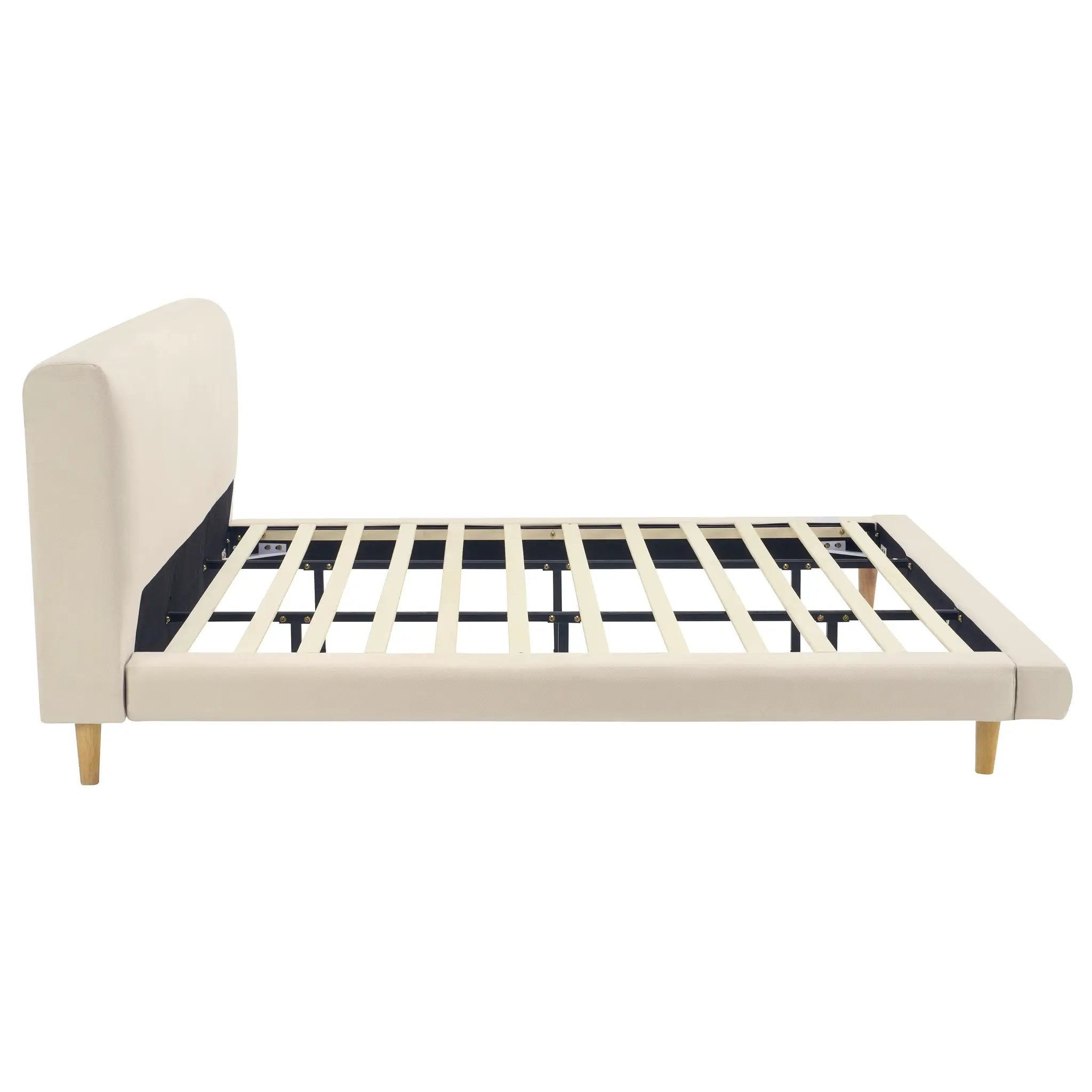 Beige Chunky Headboard Bed Frame, King by HouseOfZazla