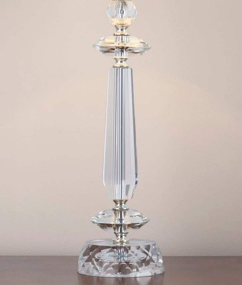 Karat - Contemporary Crystal Table Lamp (Set of 2) - Clear Crystal / Chrome / White Softback by HouseOfZazla