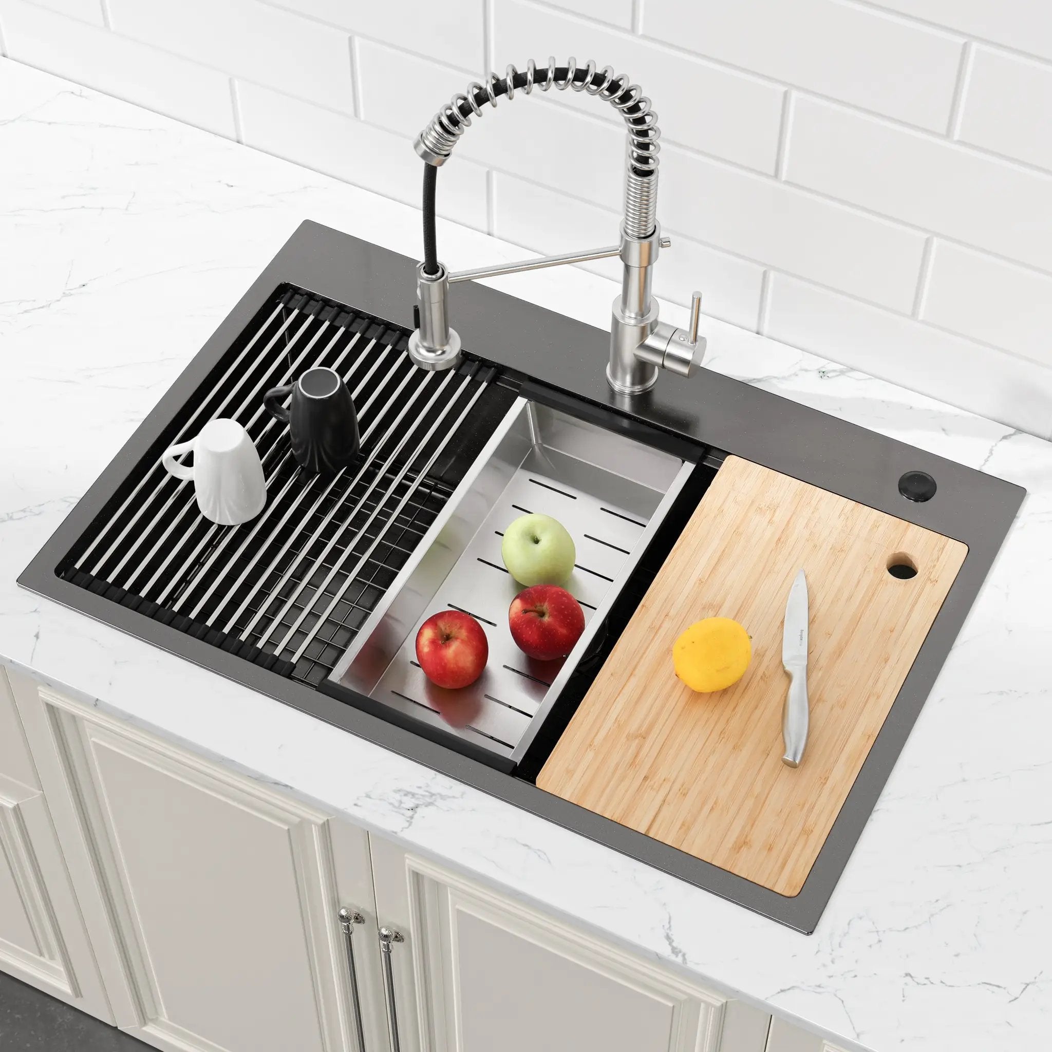 Stainless Steel Kitchen Sink, 33″x22″ Single Bowl, Overmount Handmade Sink by HouseOfZazla