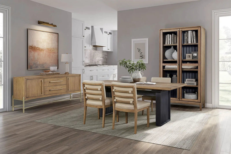 Double Pedestal Table Latte - Light Brown by Unique Piece Furniture