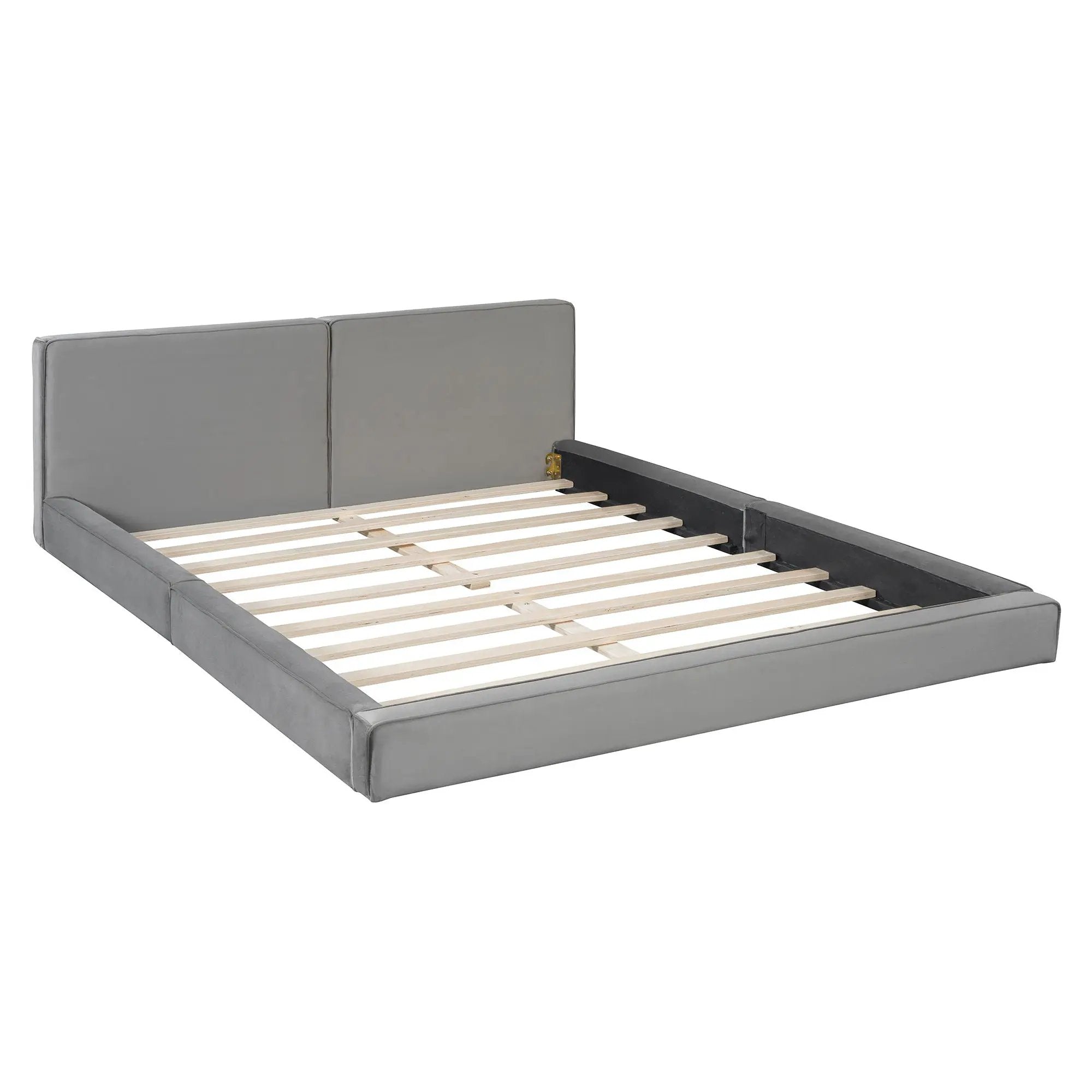 Upholstered Platform Bed, Grounded Bed With Solid Frame by HouseOfZazla
