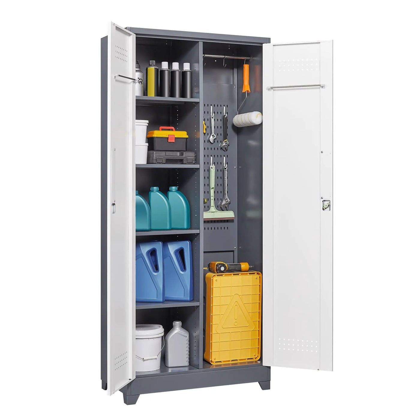 Lockers With Locking Doors, Adjustable Shelves, High Broom Tool Storage Cabinet by HouseOfZazla