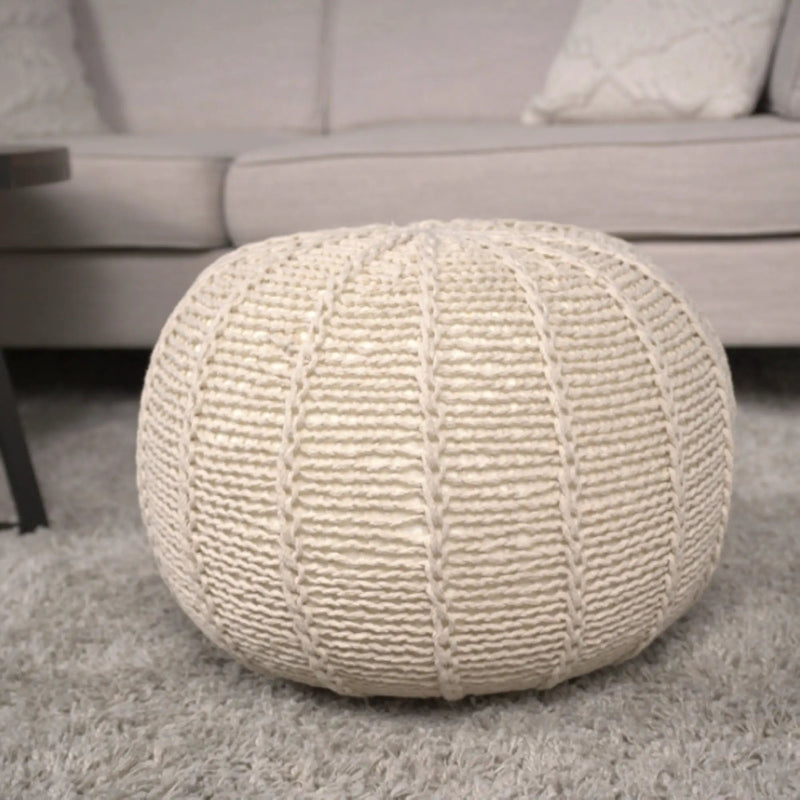 Bordeaux - Knitted Round Pouf Ottoman And Floor Cushion by Unique Piece Furniture