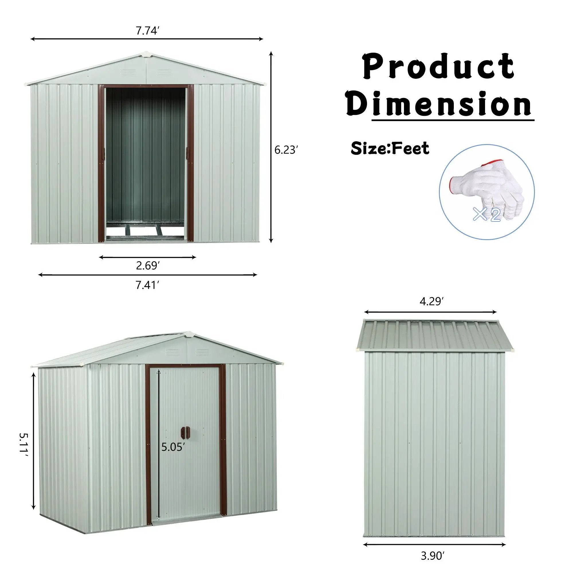 Outdoor Metal Storage Shed Yx48 - White by HouseOfZazla