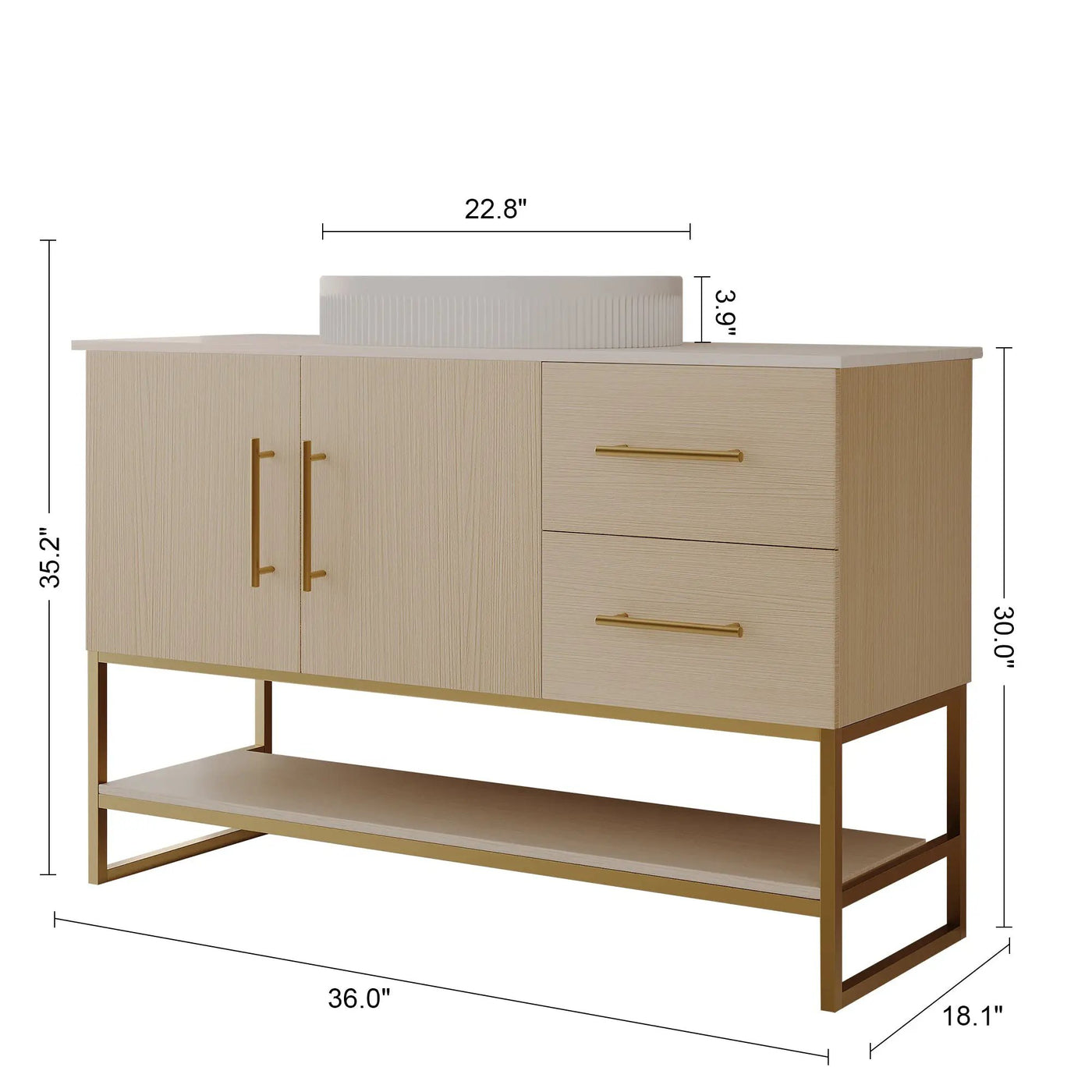 36" Modern Bathroom Vanity with Ceramic Vessel Sink by HouseOfZazla