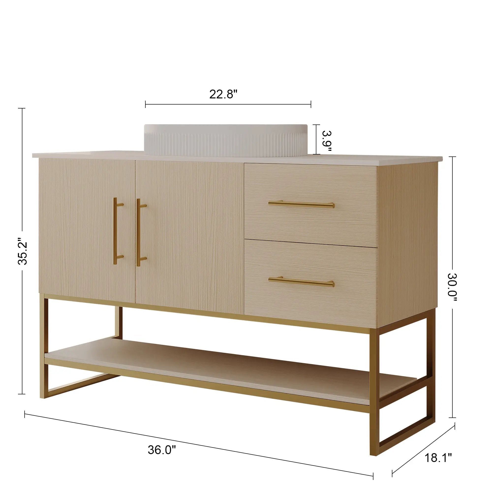 36" Modern Bathroom Vanity with Ceramic Vessel Sink by HouseOfZazla