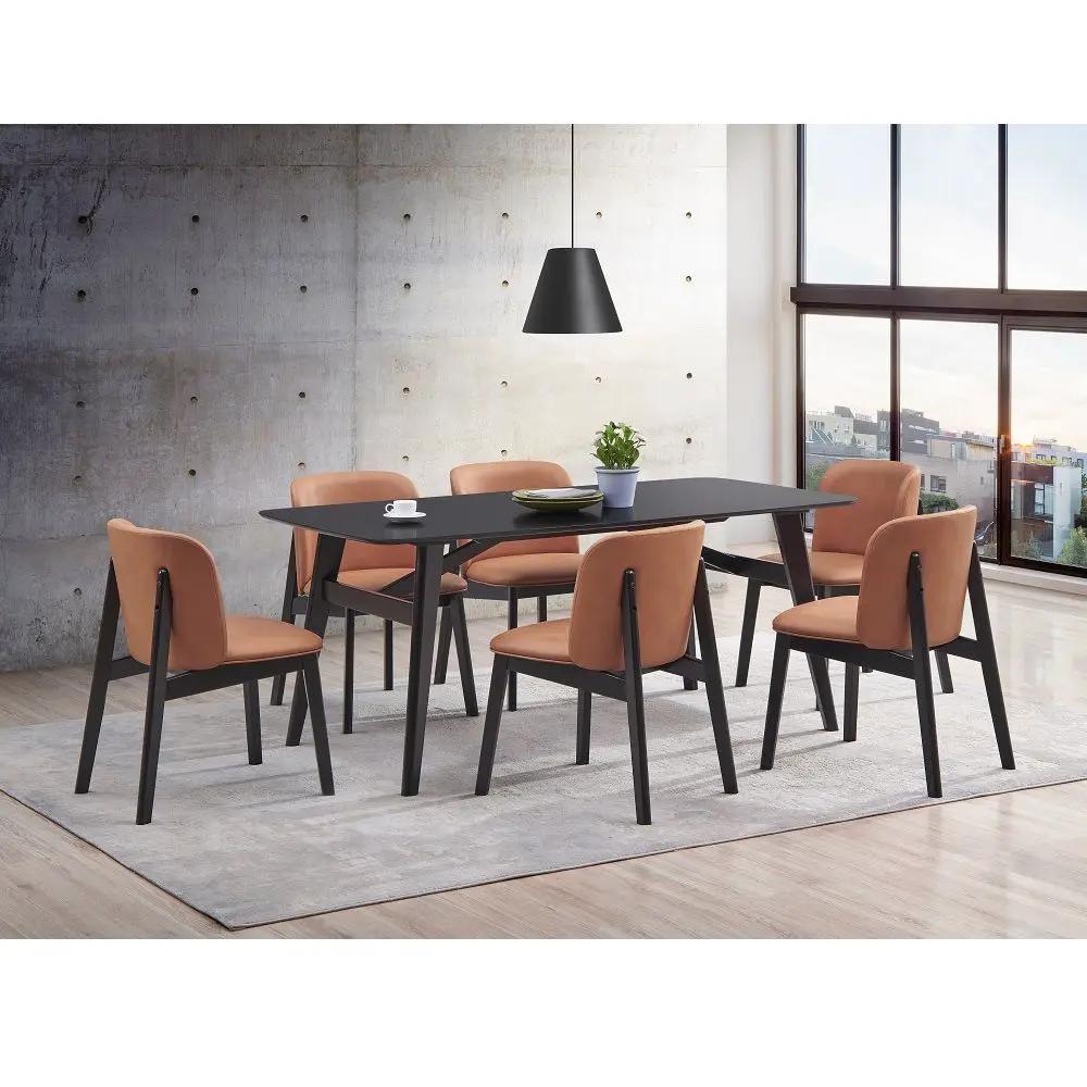 Eliora - Side Chair (Set of 2) - Camel Polish Microfiber & Black by Unique Piece Furniture