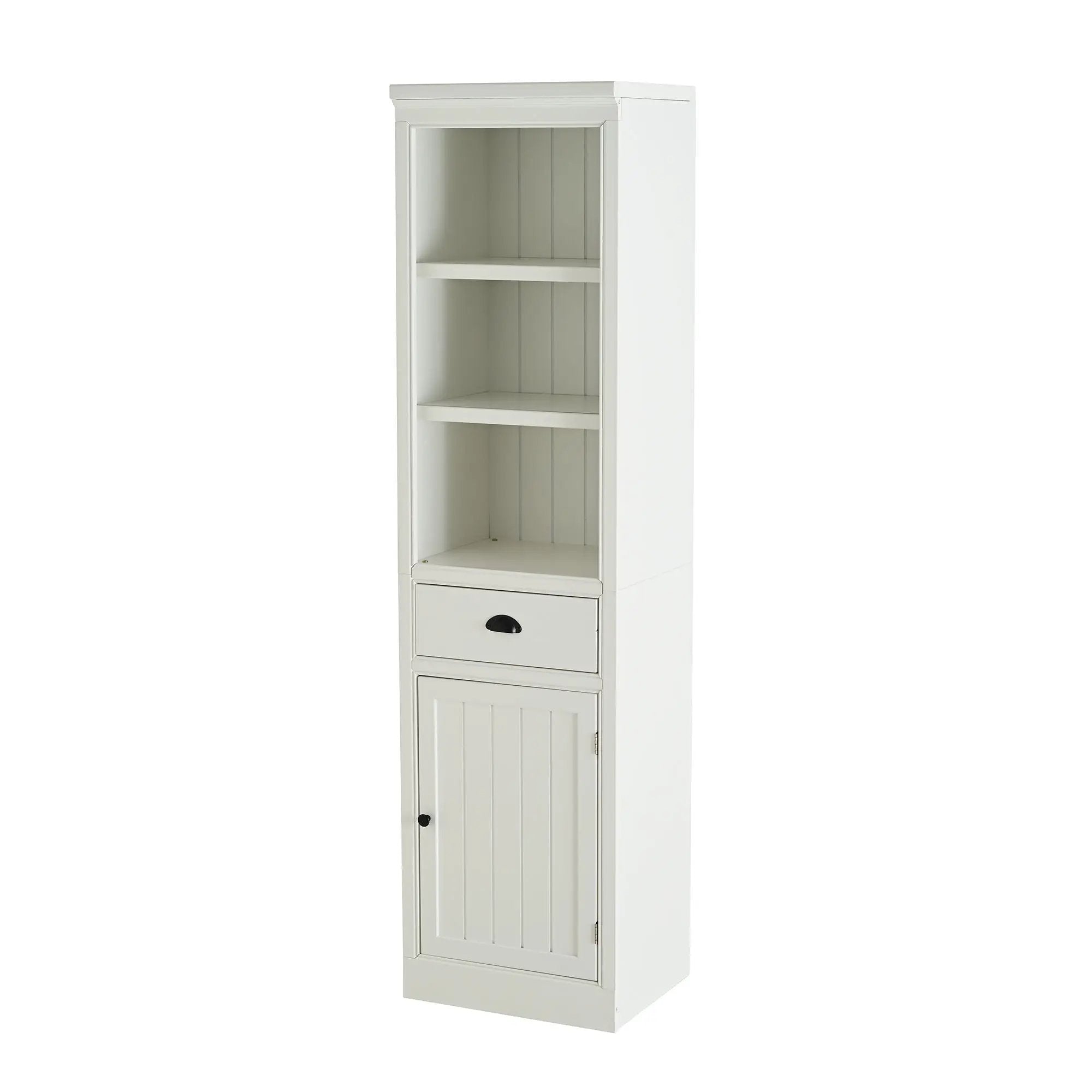 Retro Style 75'' Tall Display Shelf With Cabinet For Hallways Living Room Kitchen - White by HouseOfZazla