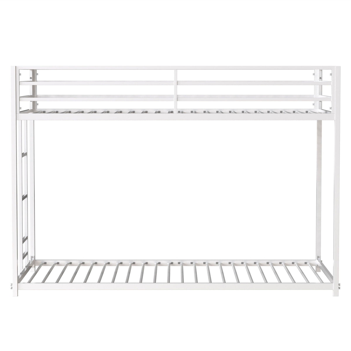 White Metal Bunk Bed with Reinforced Guardrails - Twin over Twin or Twin over Full, photo 4 of 14