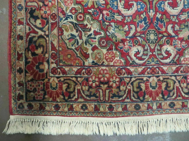 Persian Sarouk Rug 4.6 x 5, Red, Semi Antique, Floral by Jewel Rugs