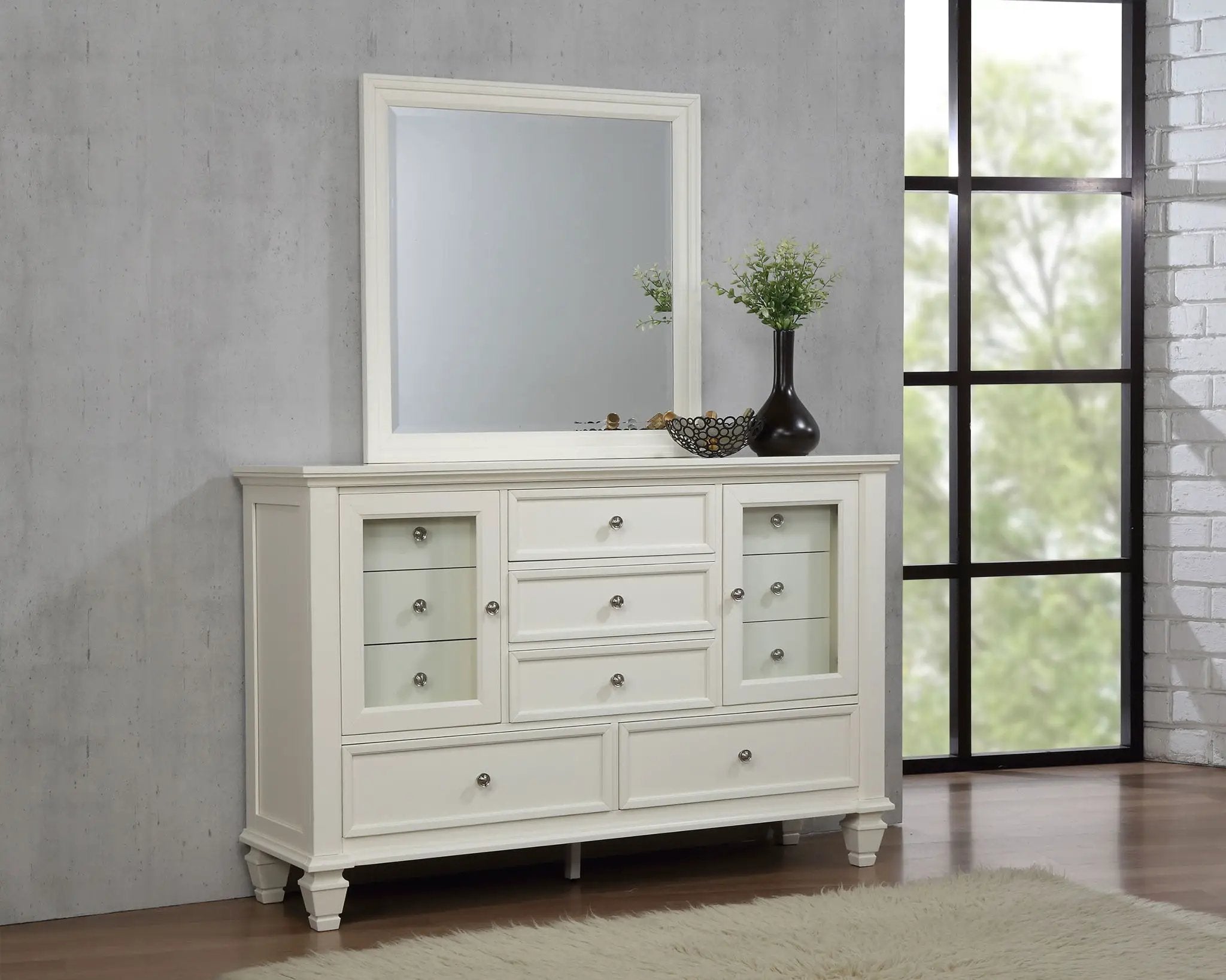 Sandy Beach 11-drawer Dresser with Mirror Cream White by Unique Piece Furniture