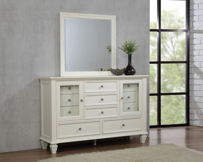 Sandy Beach 11-drawer Dresser with Mirror Cream White by Unique Piece Furniture