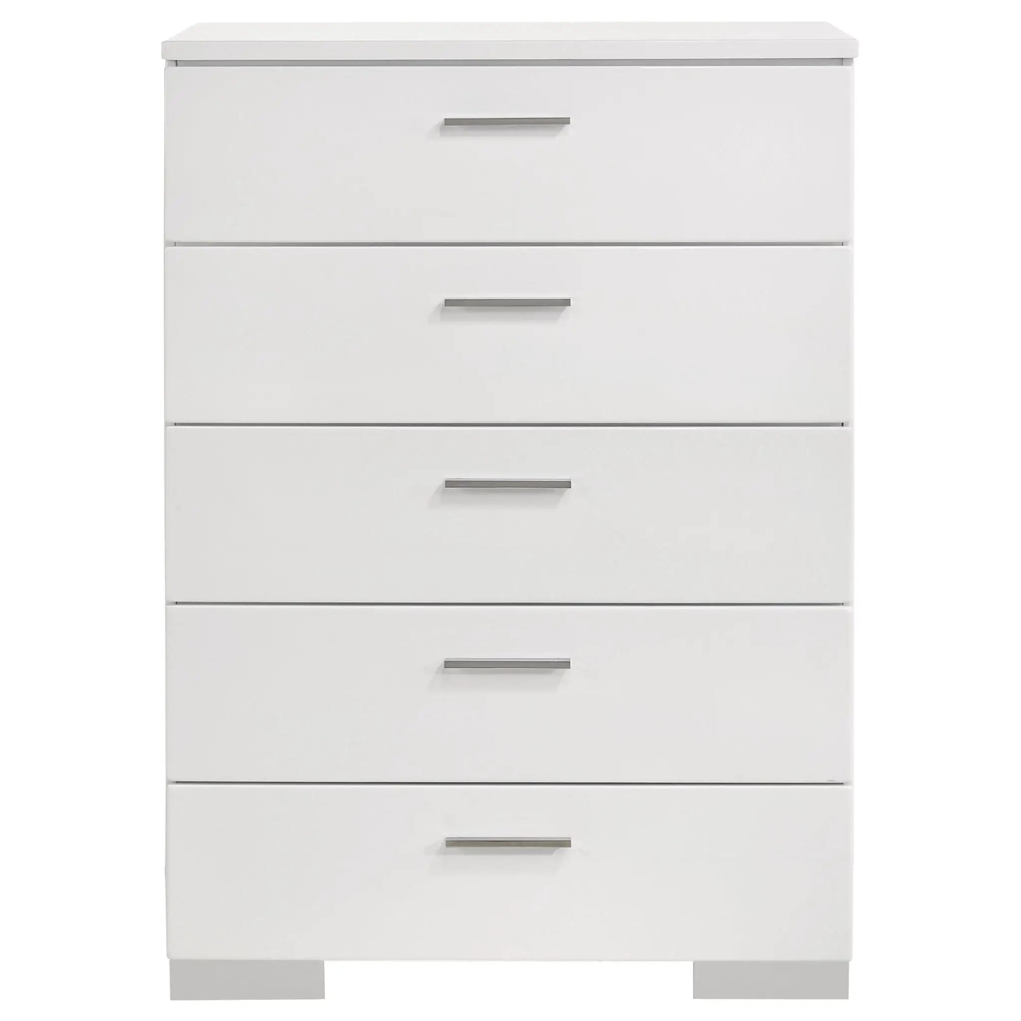 Felicity 5-drawer Bedroom Chest White High Gloss by Unique Piece Furniture