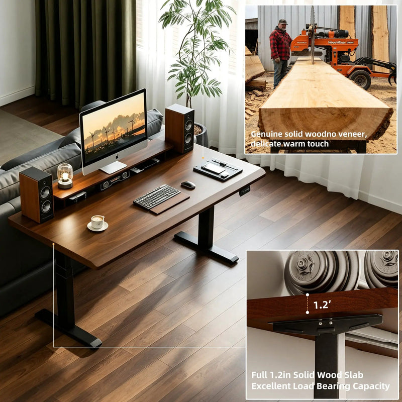 Solid Rubberwood Electric Standing Desk by HouseOfZazla