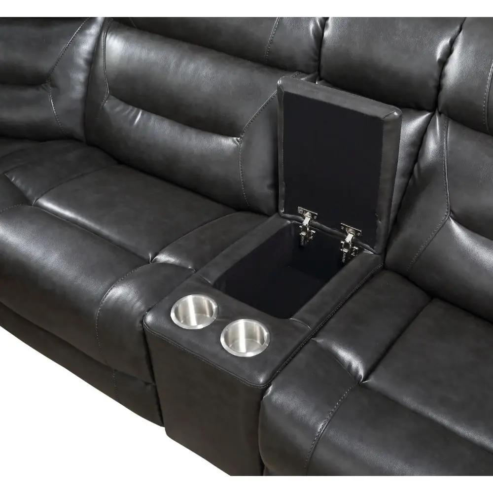 Imogen - Power Motion Sectional Sofa With USB - Gray Leather-Aire by Unique Piece Furniture