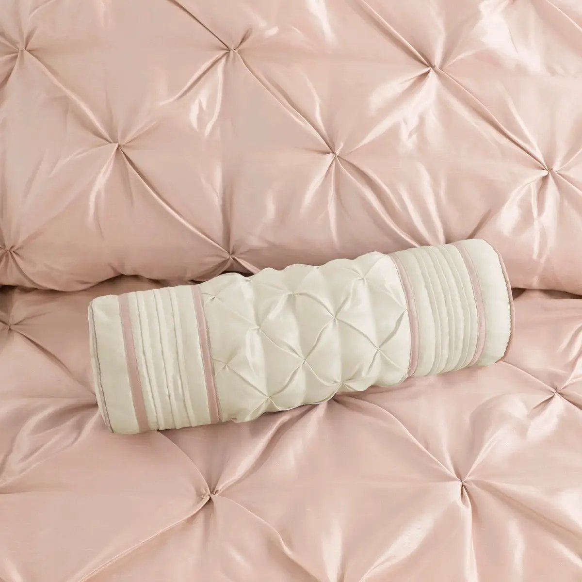 7 Piece Tufted Comforter Set Blush Queen by HouseOfZazla