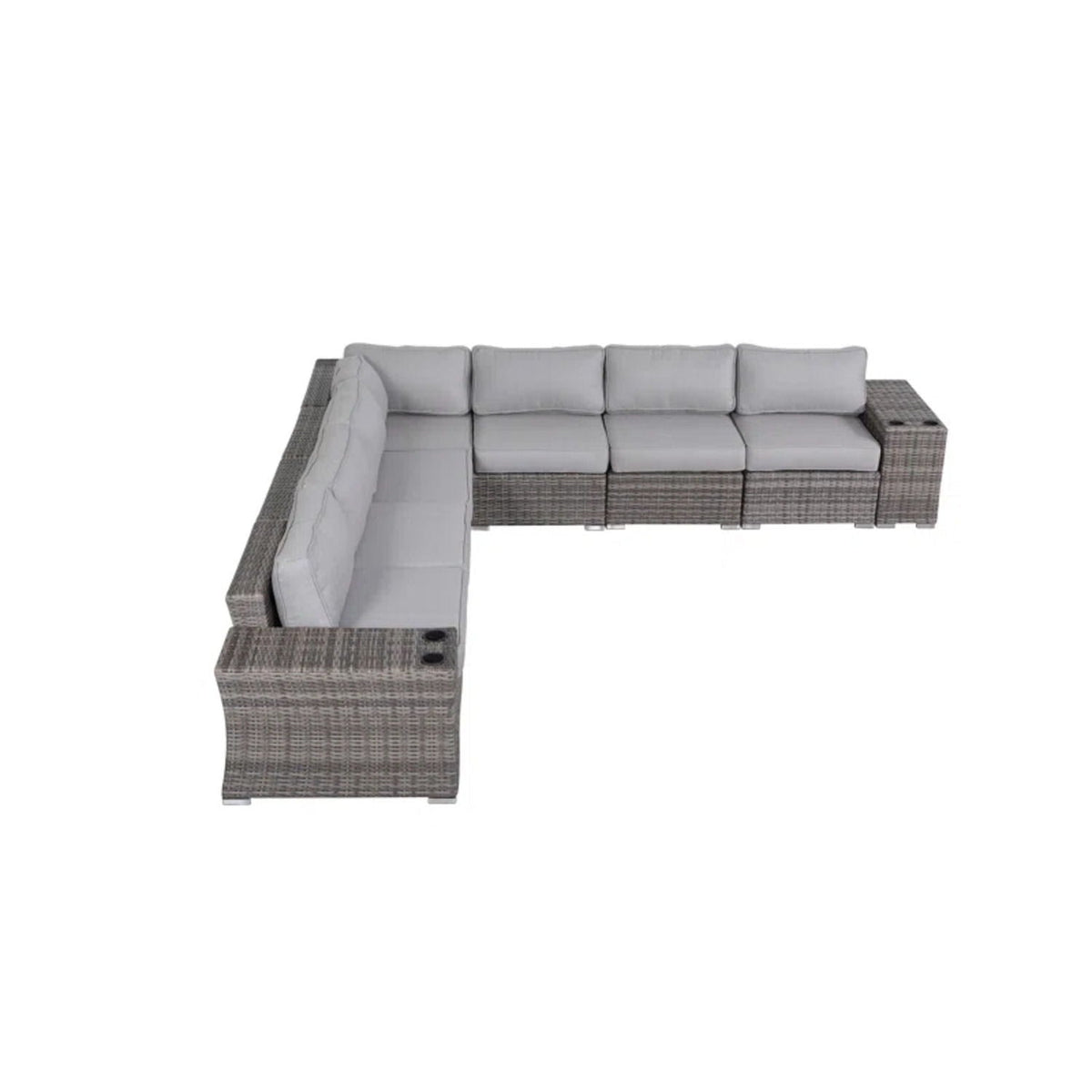Rattan Sectional Sofa Set with Cushions - Gray, Dark Brown, or Beige, photo 9 of 37