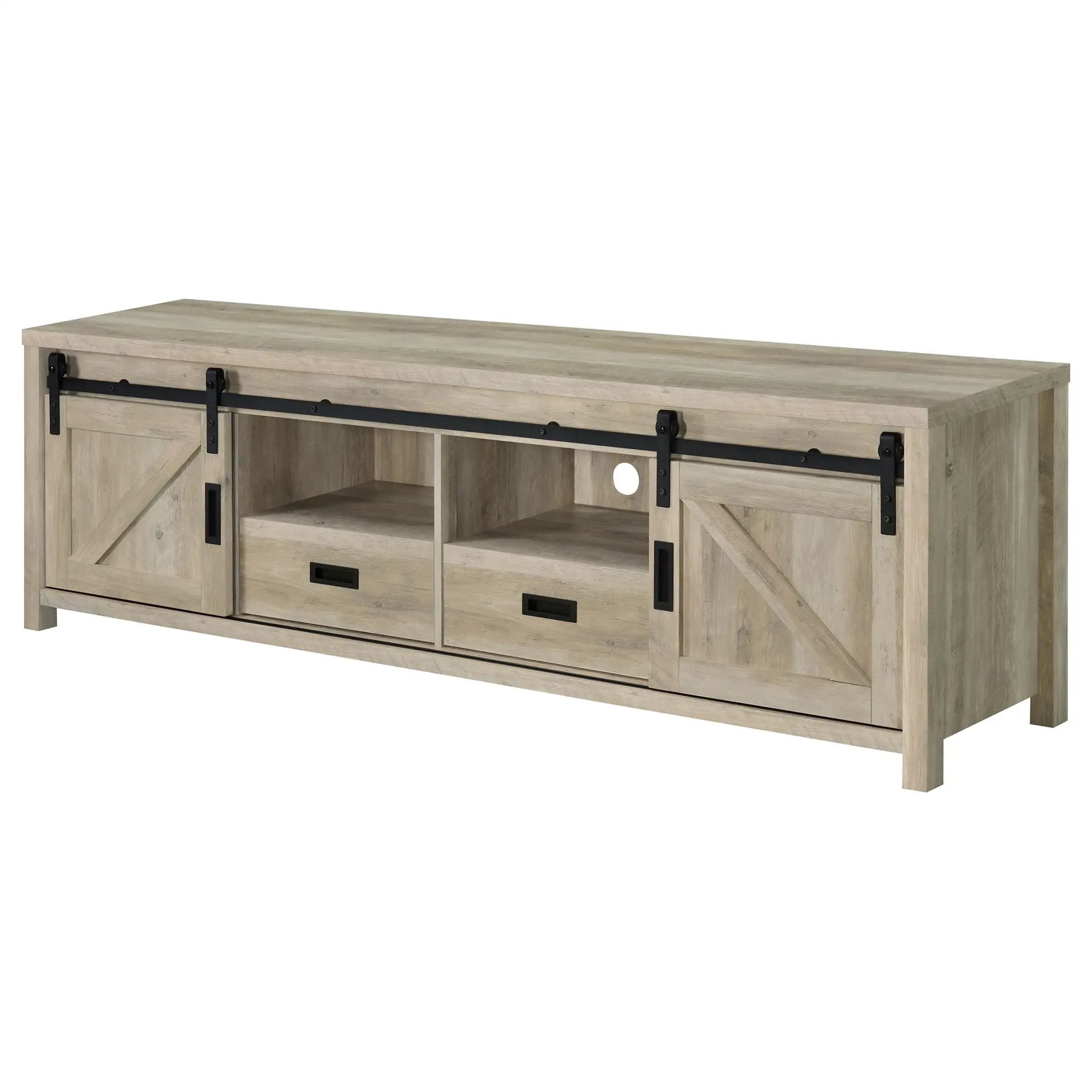 Madra 2-door Engineered Wood 79-inch TV Stand Distressed Pine by Unique Piece Furniture