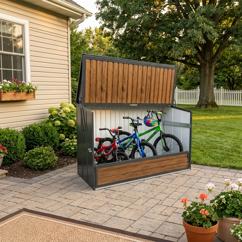 Wood Grain Galvanated Steel Storage Cabinet by HouseOfZazla
