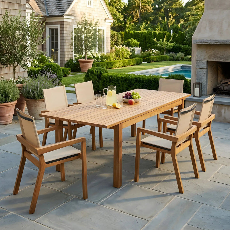 7 Pieces Acacia Wood Outdoor Dining Set by HouseOfZazla