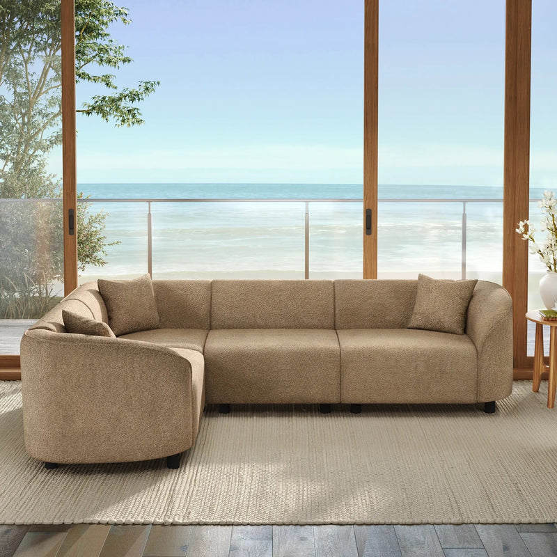 104" L-Shaped Curved Contemporary Sectional Sofa in Camel by HouseOfZazla