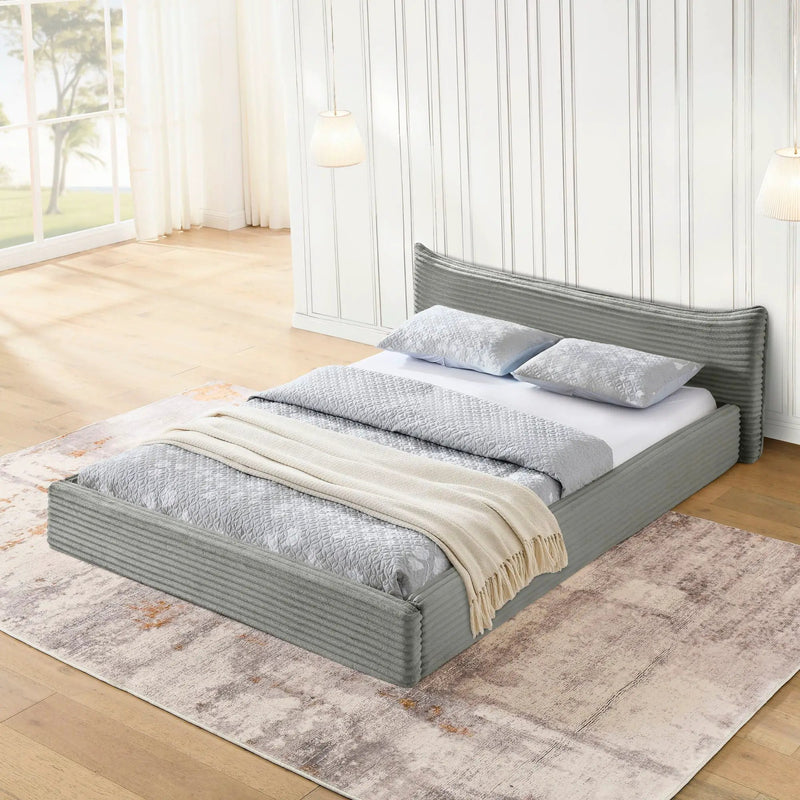 Modern Upholstered Bed Frame With Curved Headboard by HouseOfZazla