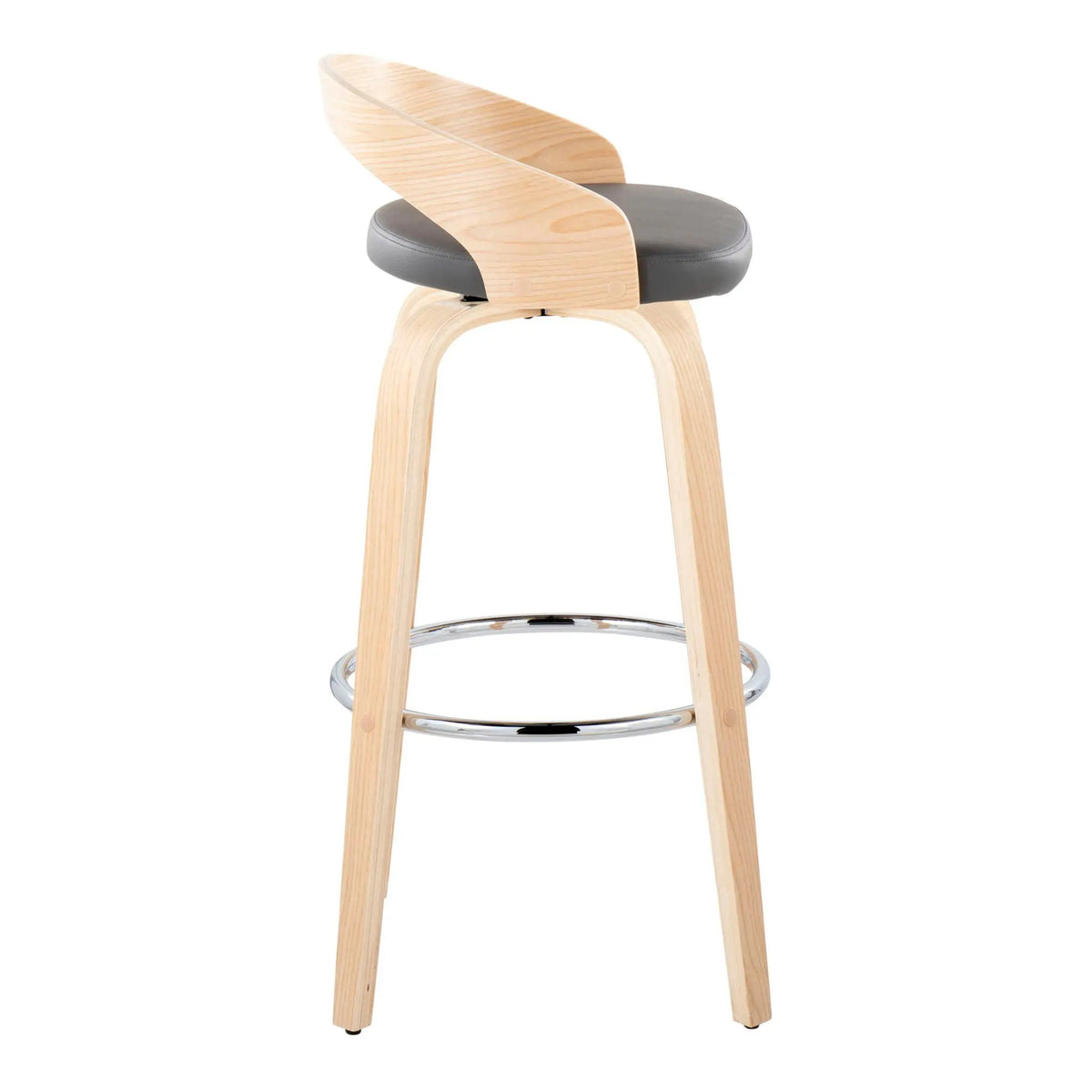 Grotto - Contemporary Fixed-Height Barstool With Swivel With Round Footrest (Set of 2) by HouseOfZazla