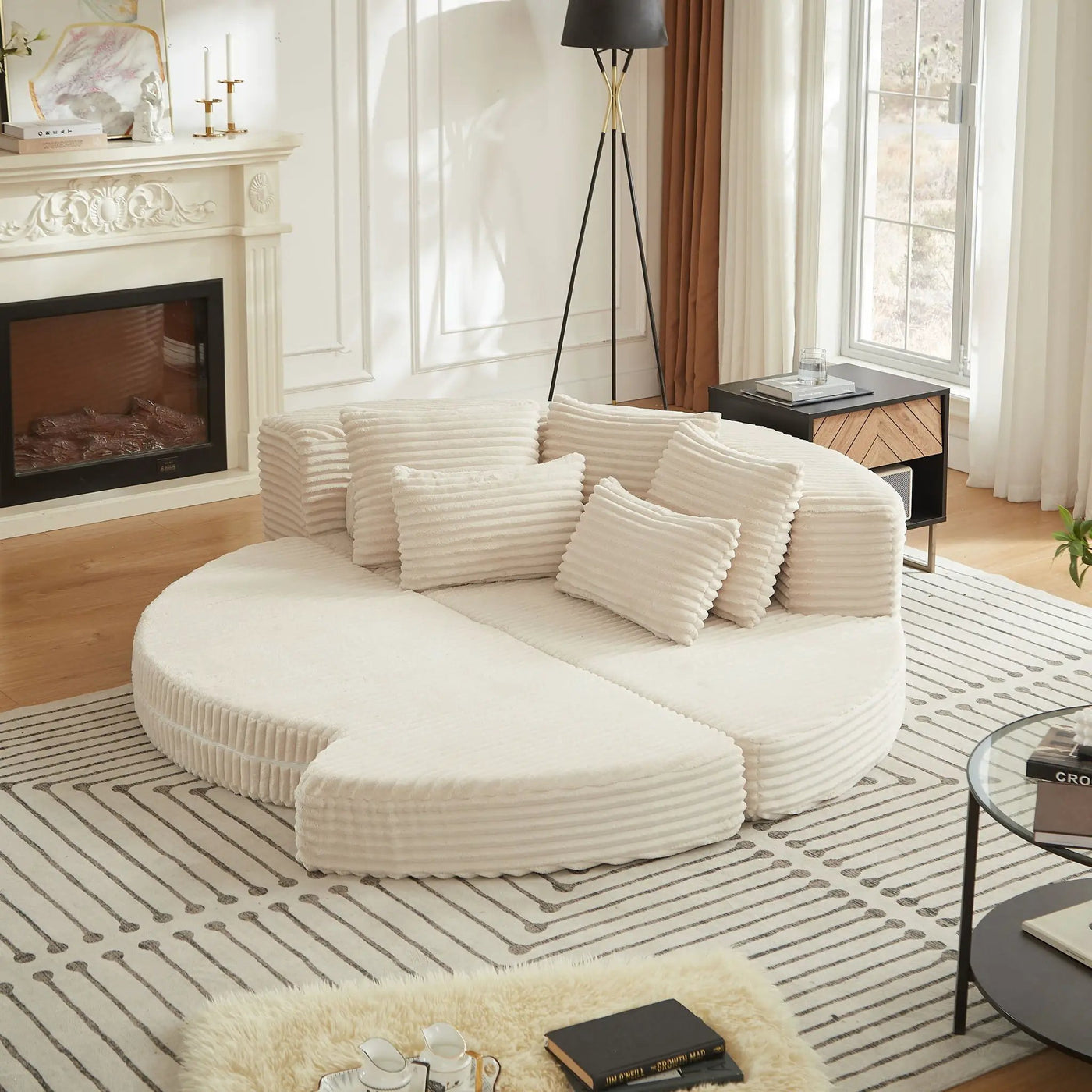 Semi Circular 2 In 1 Sofa Bed With Neck Pillow by HouseOfZazla